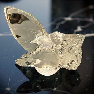 SIGNED Authentic Steuben Crystal Stork and baby Figurine – Etched Signature – Ar